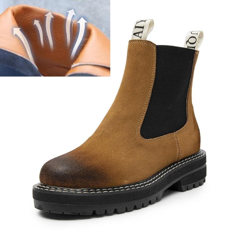 Women Boots Sued Genuine Leather Fashion British Style Women Chelsea Boots Large SizeSuitable for spring, autumn and winterFemaleAnkle Boots 37