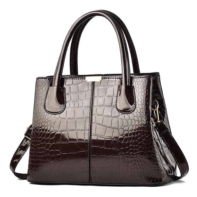 Yogodlns Luxury Bright Leather Handbag Female Crossbody Bag Large Capcaity Shoulder Bag Fashion Mommy Bag Totes 29.5*12.5*21cm coffee