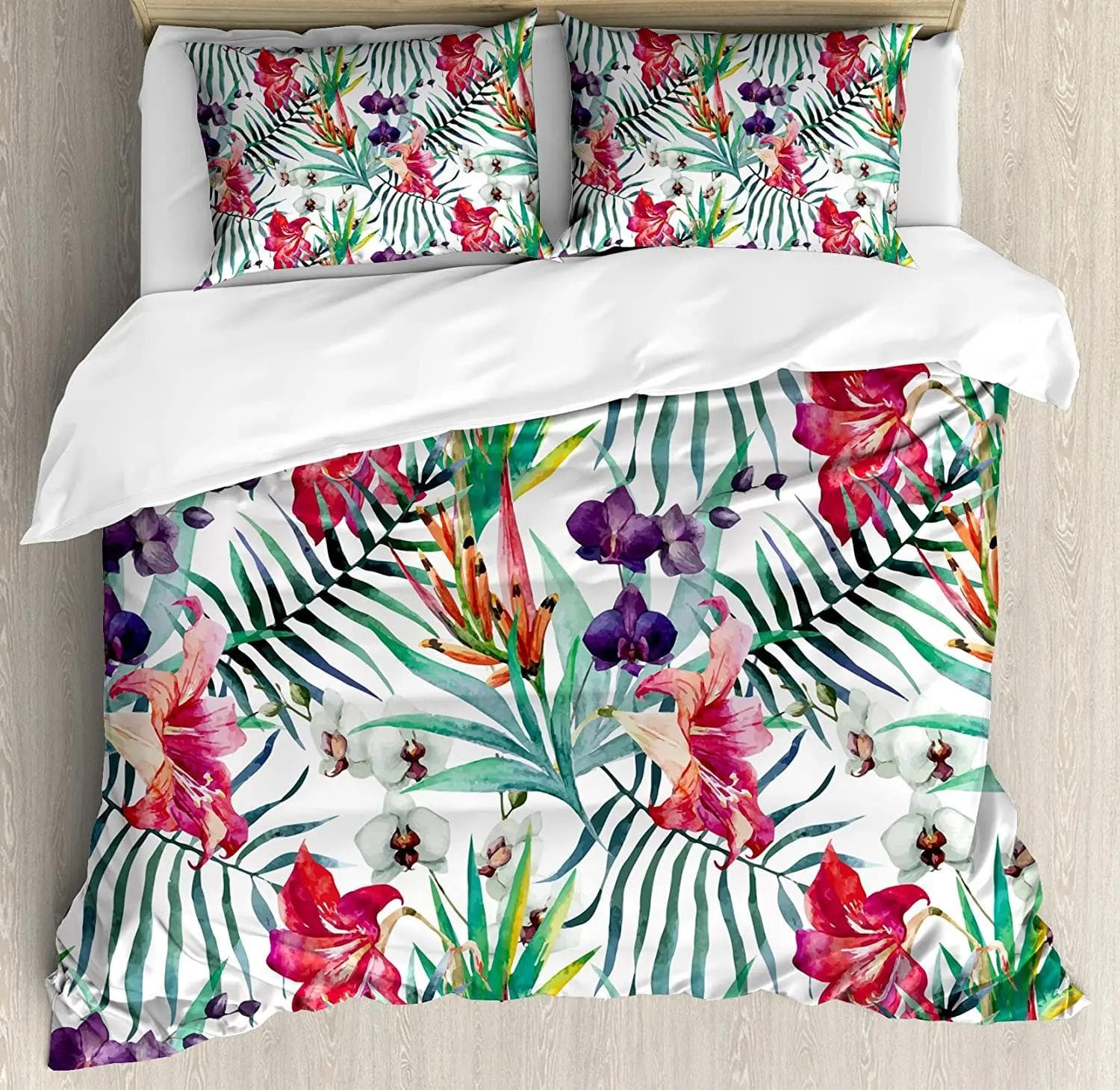 Floral Bedding Set Comforter Duvet Cover Pillow Shams Poppies of Spring Season Pastoral Flowers Bot Bedding Cover Double Bed Set EU King(240x220cm)