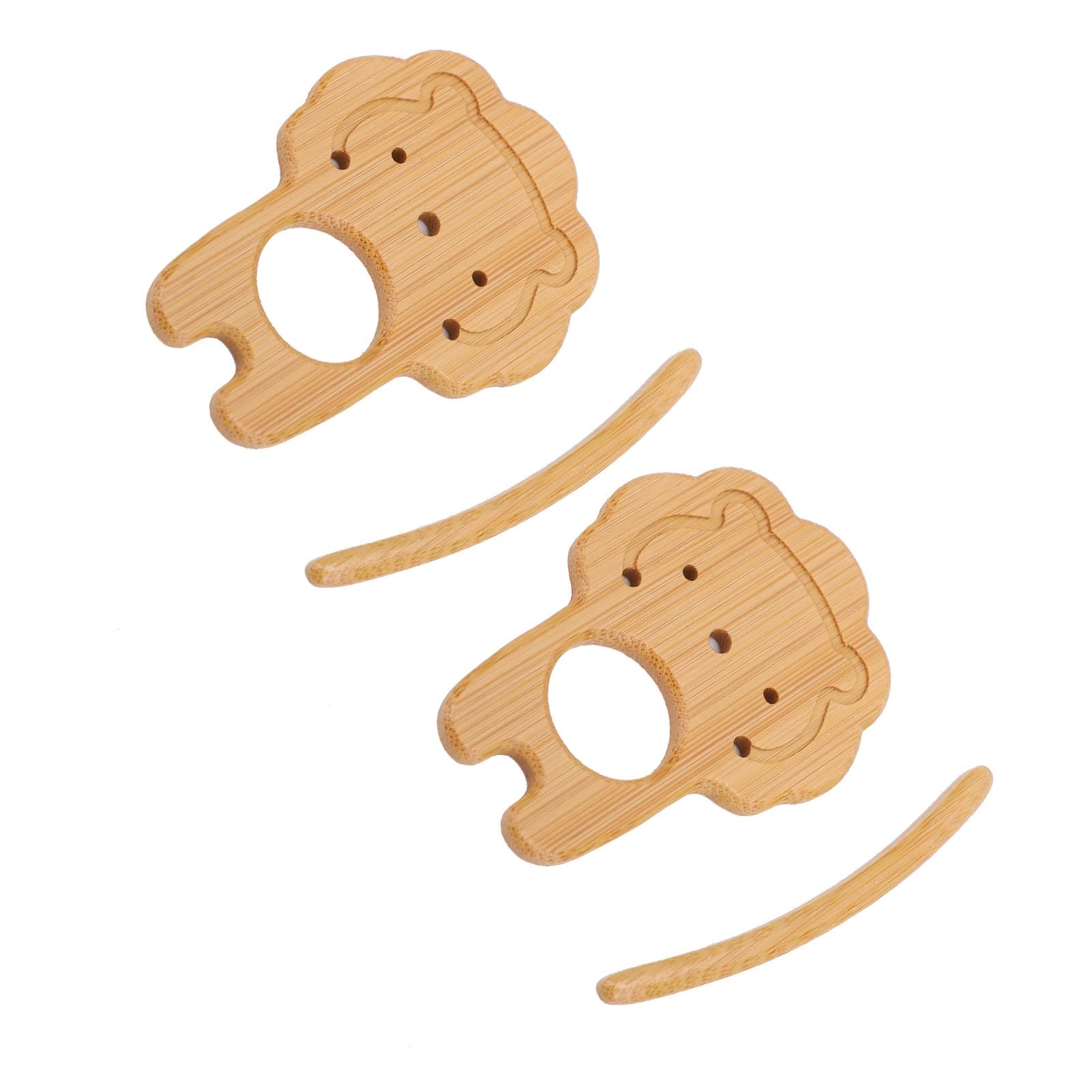 2PCS Wooden Brooch Pins Cute Animal Pattern Decorative Brooch for Dress Sweater Scarf Shawl