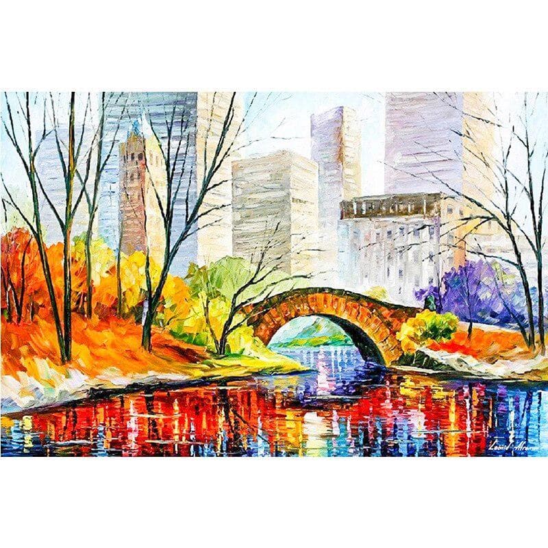 5D DIY Diamond Painting Urban small bridge Embroidery Cross Stitch Rhinestone Mosaic Home Decor 20X30CM