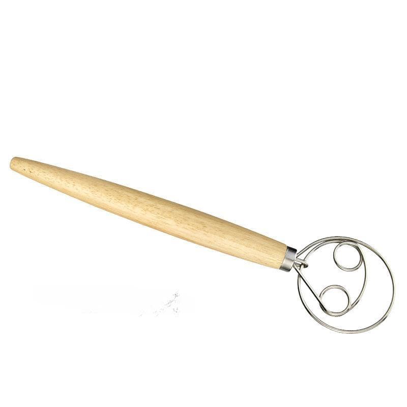 Creative New Stainless Steel Blender For DIY Bread Dough Bakeware Dough Whisk Eggs Beater Mixer Tool Oak Wood Handle