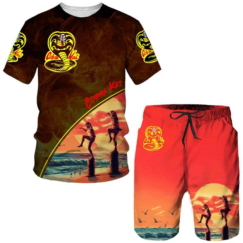 Summer Cobra Kai 3D Printed T-Shirt/Shorts/Suit Men's Cool Short Sleeve Athletic Set Casual Hip Hop Sportswear 2 Piece Tracksuit 5XL