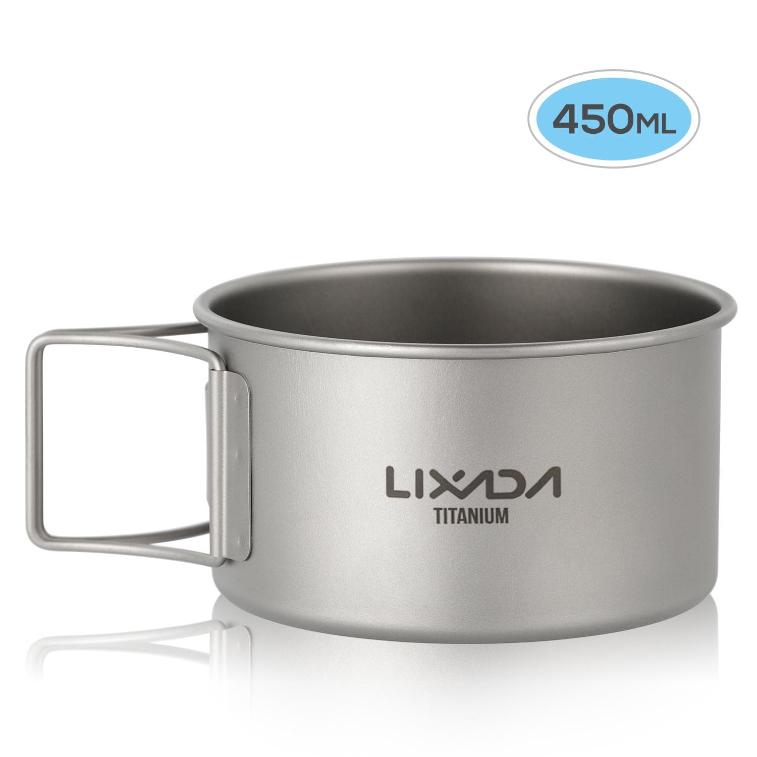 Lixada Titanium Bowl with Folding Handles Dinner Food Container for Outdoor Camping Hiking S - 450ML