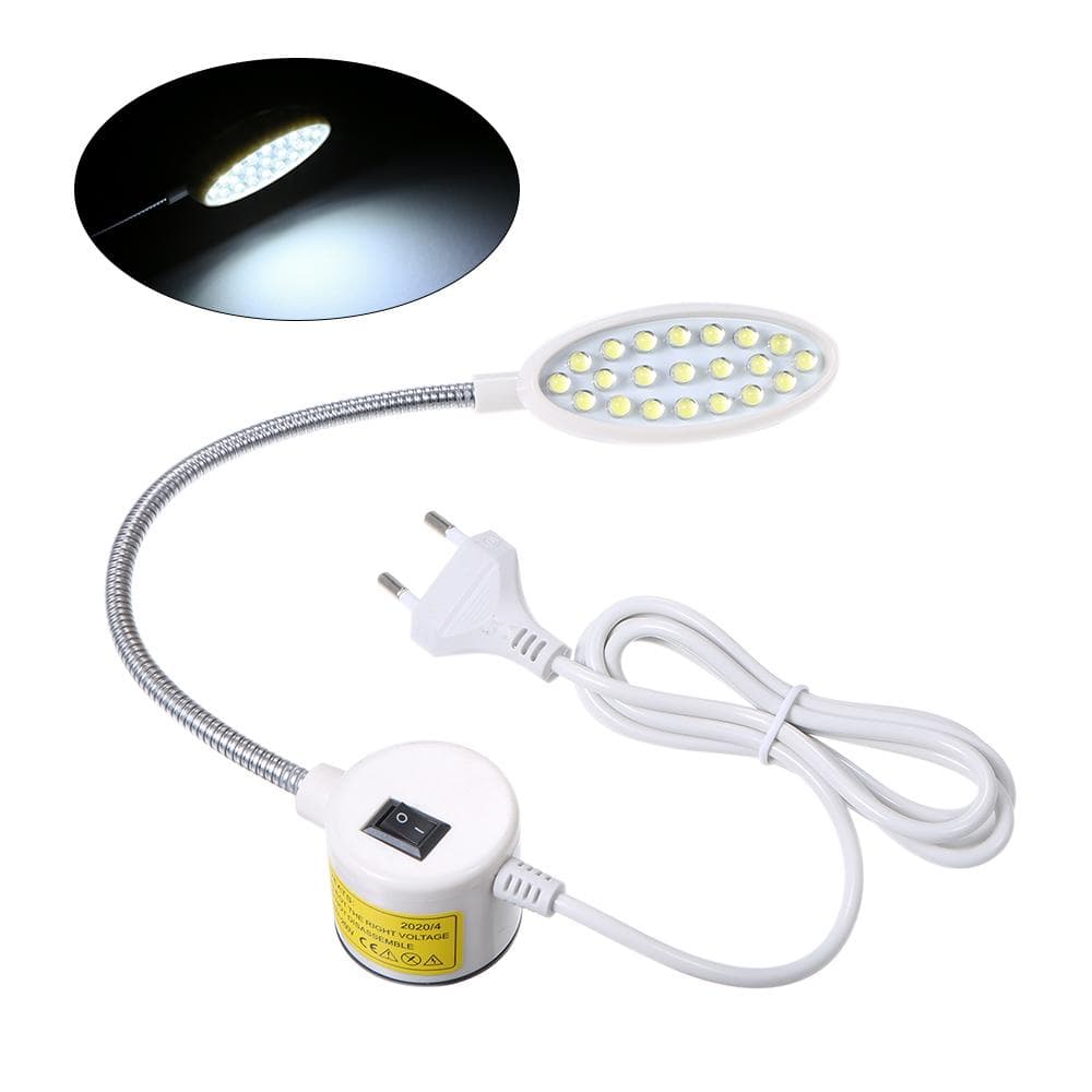 AC110-250V 1W 21LEDs Sewing Machine Light Lamp Rotatable Knob Dimmable Adjustable Brightness Fixed EU Plug