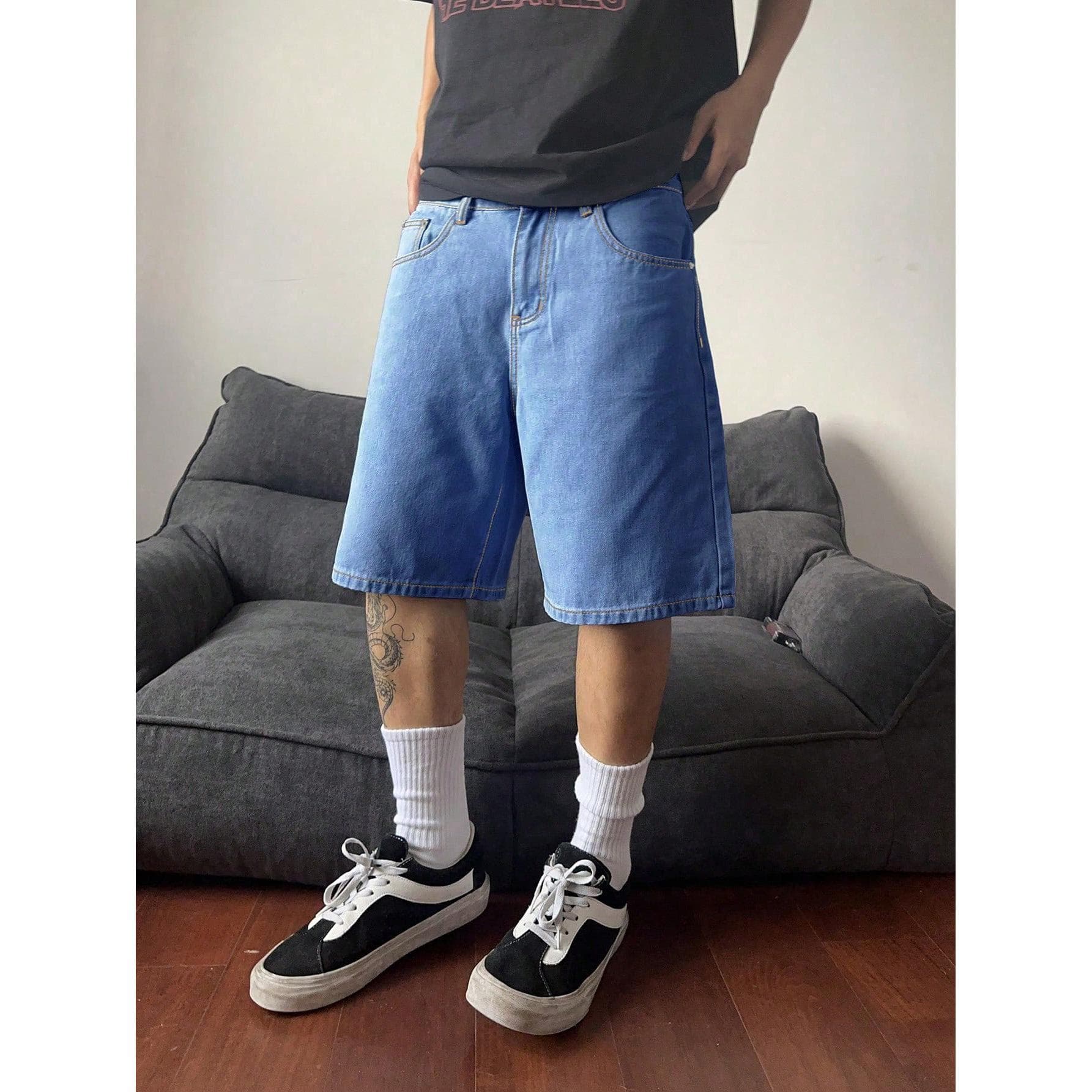 Retro Denim Shorts Men's Summer New Loose Casual Versatile Five-point Pants M