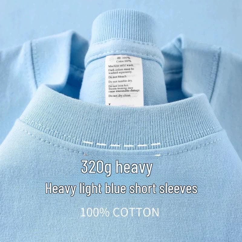 320g Heavyweight White Cotton Short-Sleeve T-Shirt for Men and Women - Thick, Non-Transparent, Loose Fit, Perfect for Summer. S [90-110 jin]
