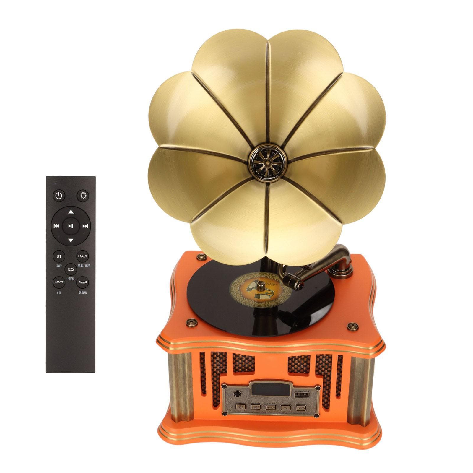 Mini Retro Gramophone Loudspeaker Bluetooth Sound Vintage Record Player for Home Ornament Voltage US Plug