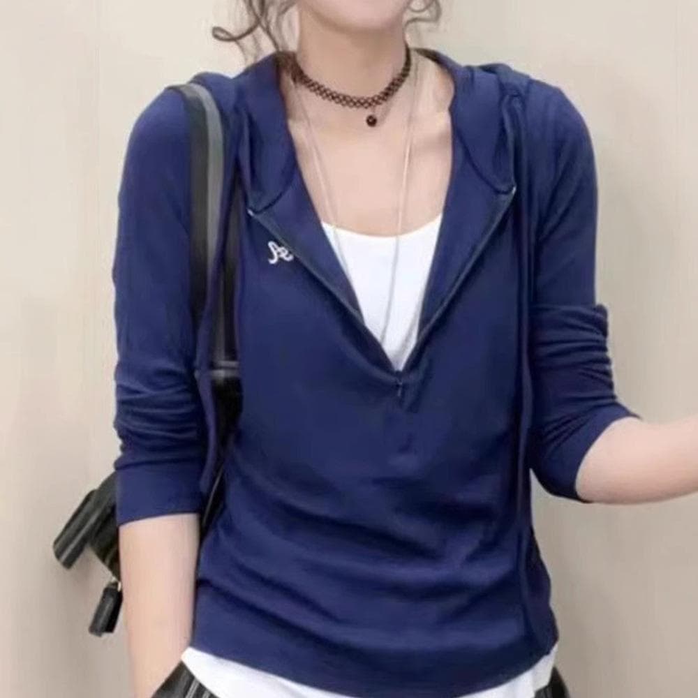 New Winter Casual Two-piece Hooded Sweatshirt Design Long-sleeved Fashionable and Versatile Base Shirt Top 4XL