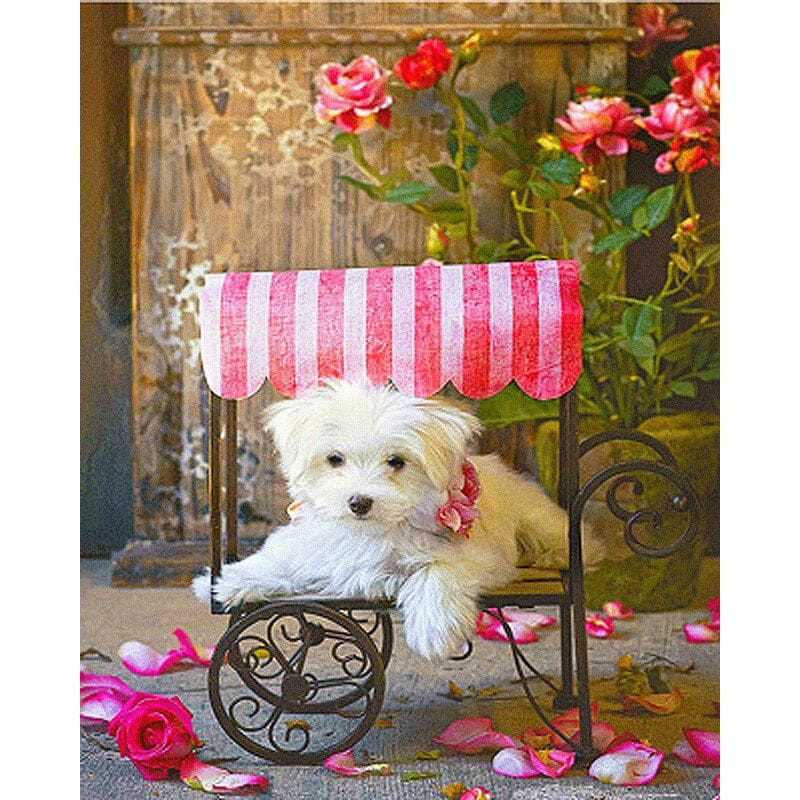 Full Round Diamond Embroidery 5D DIY Diamond Painting Dog Animal 20X30CM