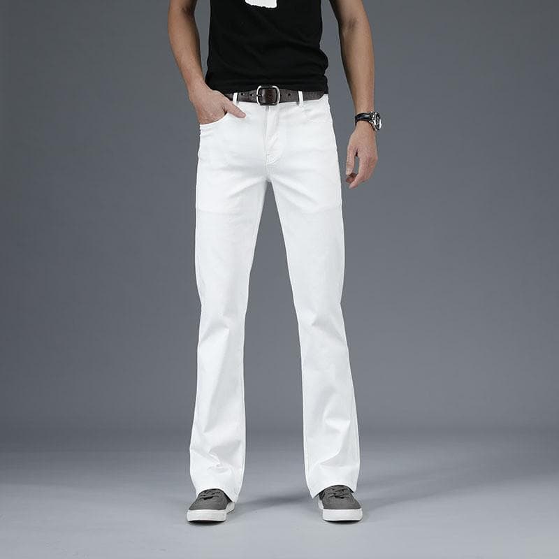 Jeans For Men Men's Big Flared Jeans Boot Cut Leg Flared Fit Male Designer Classic Casual Jeans 34 white