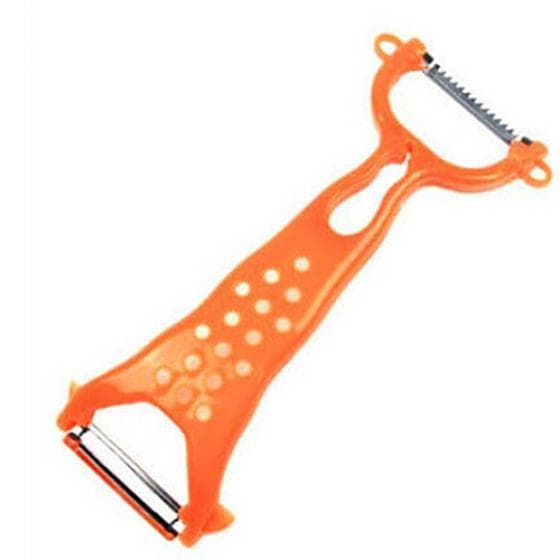 Two Blades Vegetable Fruit Peeler Stainless Steel Julienne Cutter Kitchen Tool One Size orange