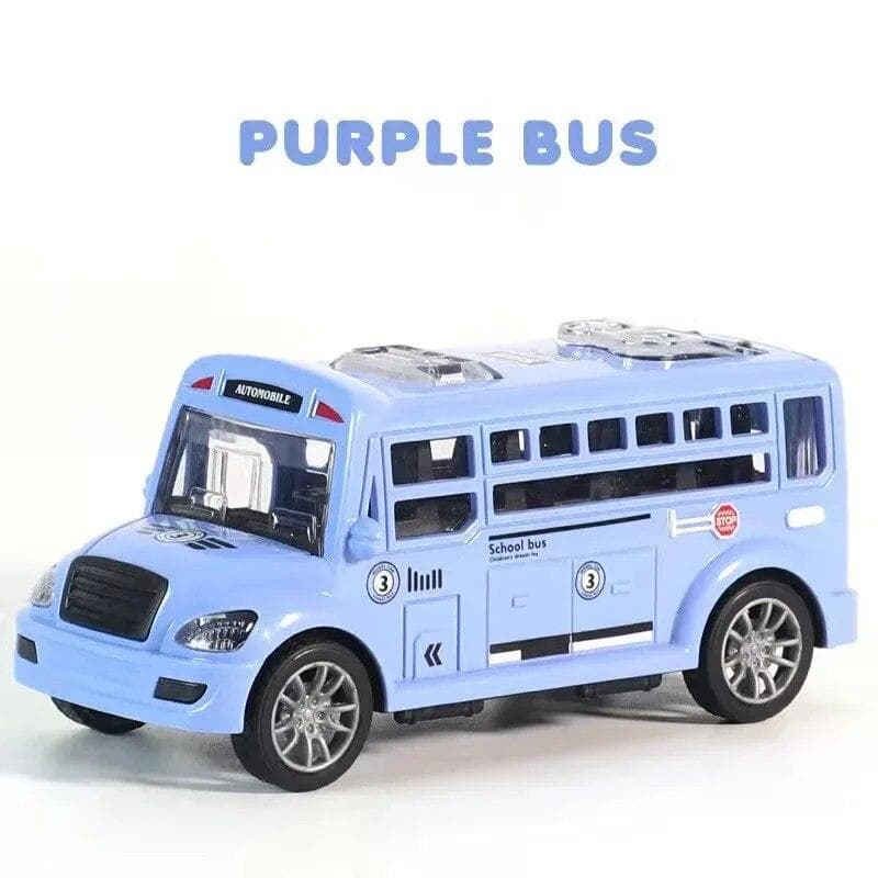 School Bus Model Car For Children Toys, Kids Educational Toy Cars, Miniature Game Vehicle Inertia Wheel, Boys Birthday Gift purple