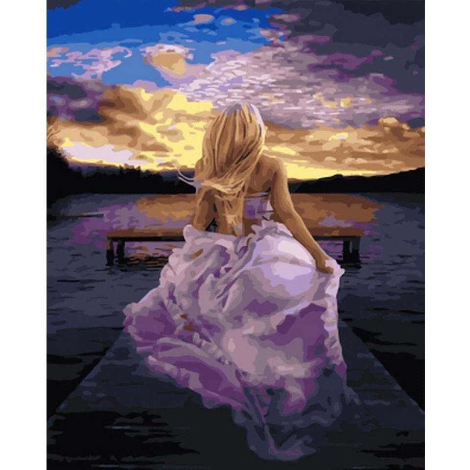 5D DIY Diamond Painting Sunset girl Needlework Embroidery Cross Stitch 20X30CM