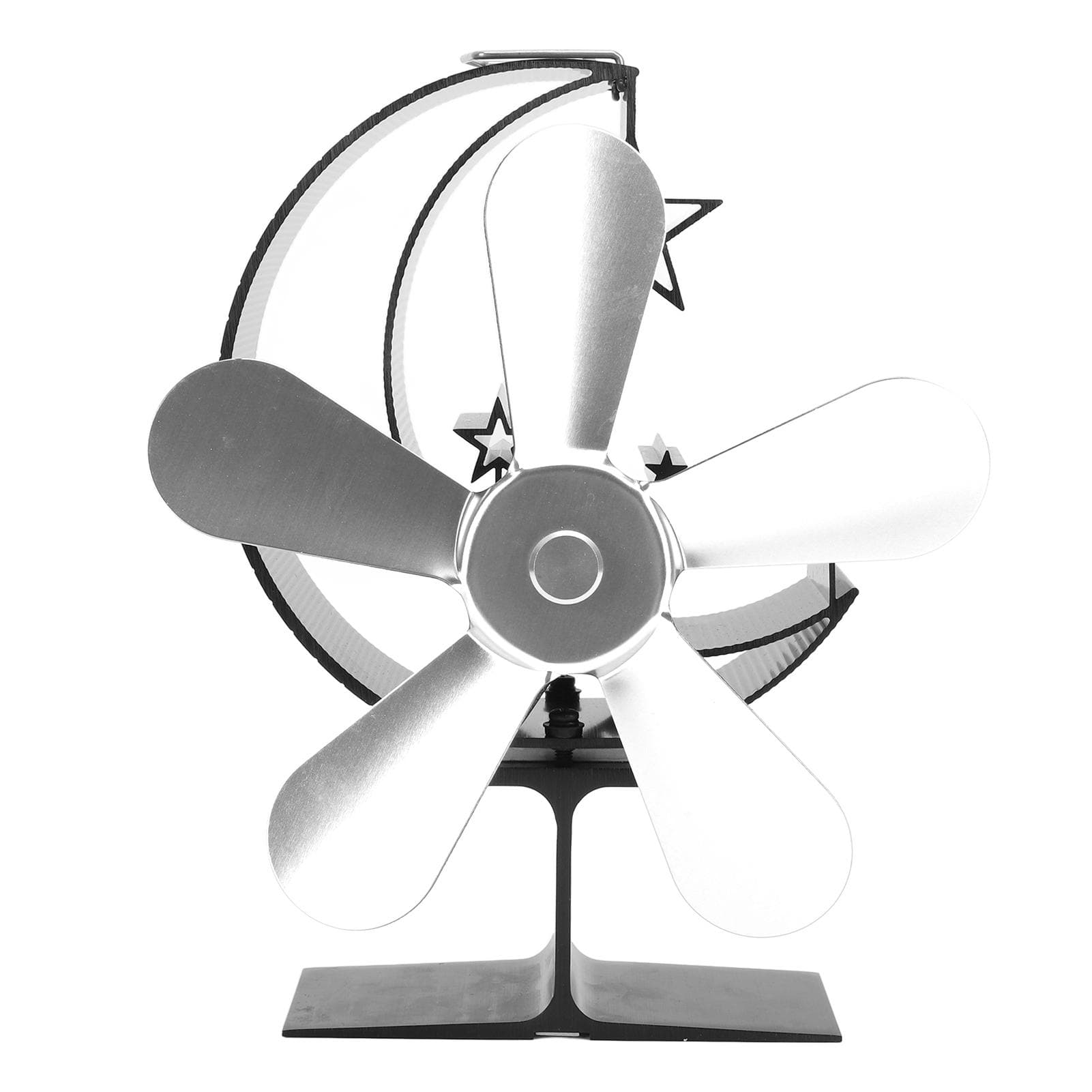 5 Blade Heat Powered Stove Fan Aluminum Alloy Fast Heat Dissipation Heat Powered Fireplace Fan for silver