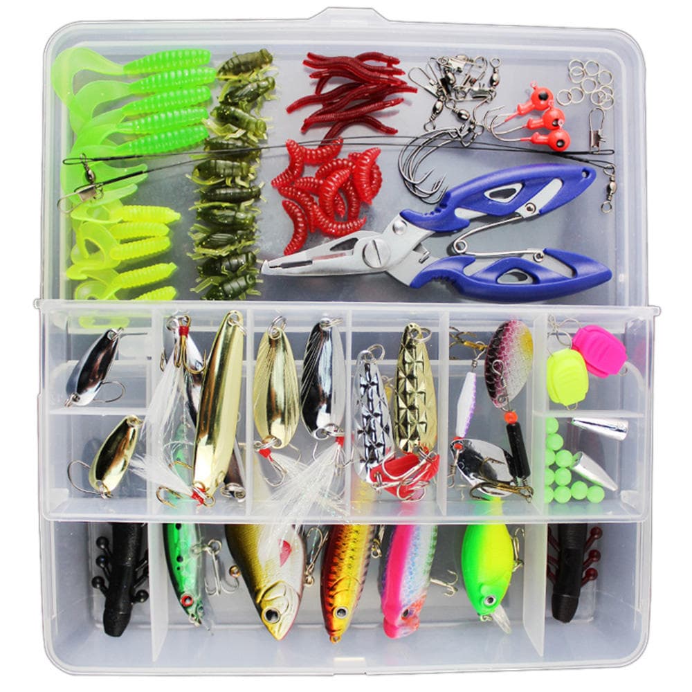 Lixada 101PCS Fishing Lures Tackle Mixed Hard Baits Soft Baits Popper Crankbait VIB Topwater 101