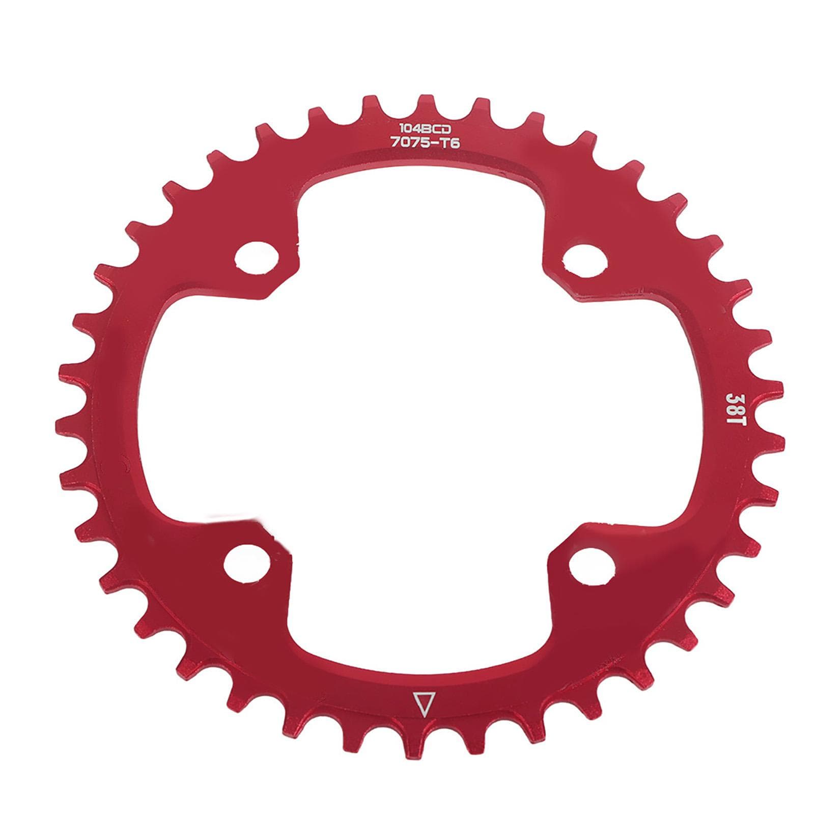 32/34/36/38T BCD 104 Mountain Bike Steel Single Crank Chain Ring Repair Parts (Red 38T)