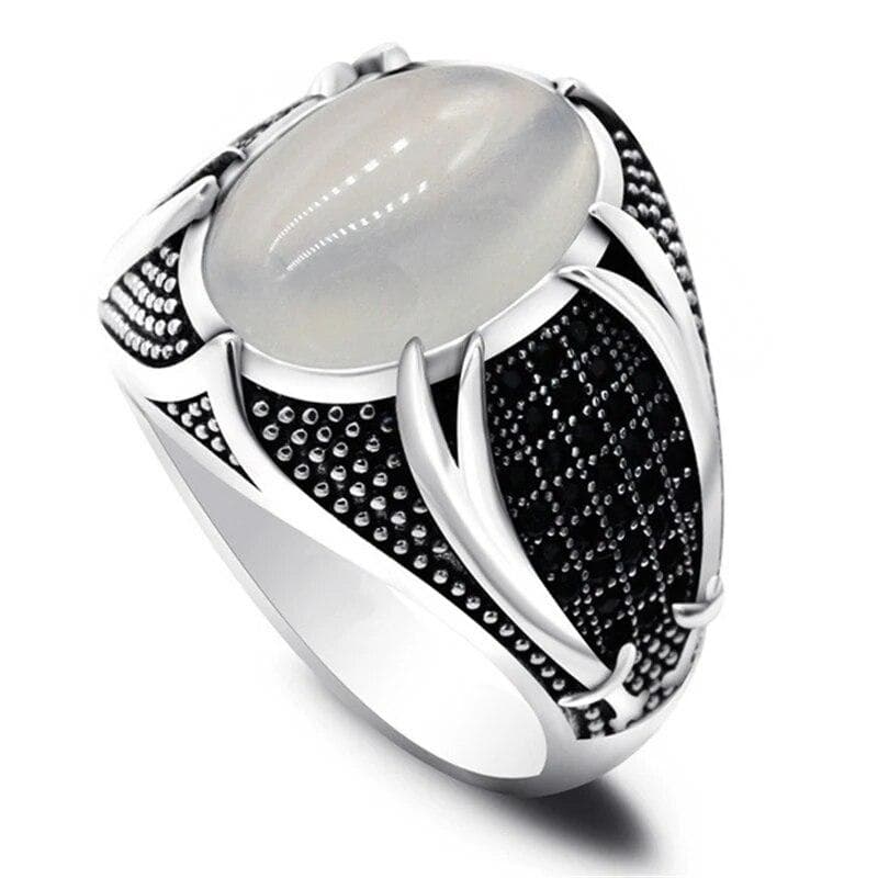 Retro Handmade Turkish Signet Rings For Men Ancient Silver Color Carved Scorpion Animal Rings Yellow Zircon Inlay Muslim Rings 8