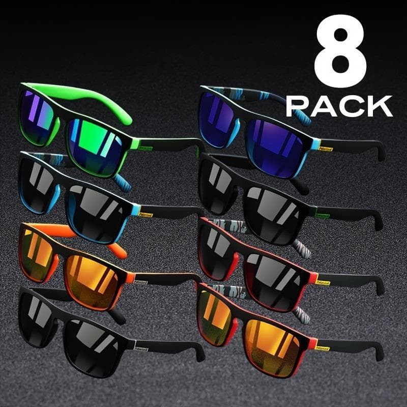 8pcs Sporty Sunglasses Set Vibrant Gradient Lenses Full Rim for Running Hiking Outdoor Activities