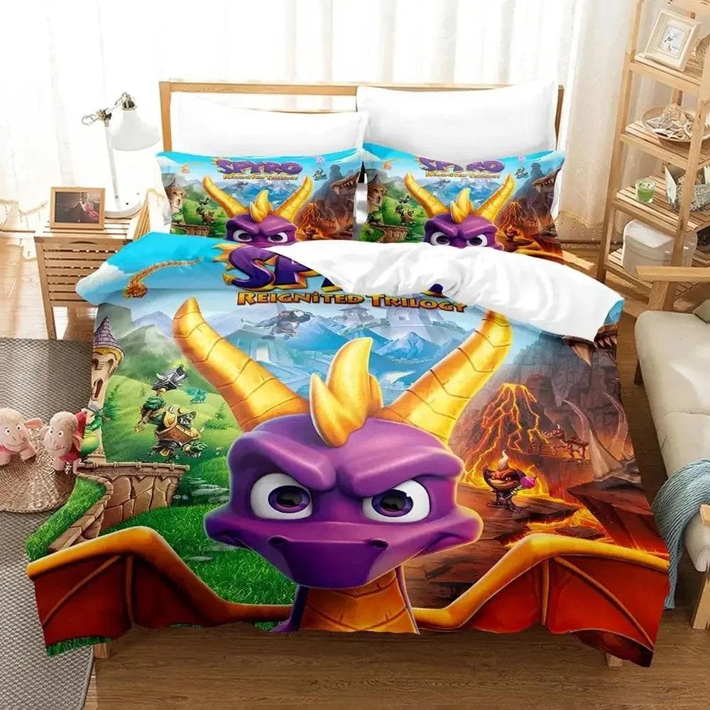 Spyro Reignited Triology Bedding Set for Adults Boys Duvet Cover Bed Set Single Twin Full Queen bedding set Soft and comfortable AU Single 140x210cm