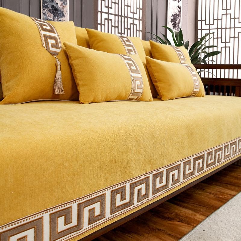 Chinese Style Thick Sofa Covers Solid Chenille Anti-slip Couch Cushion Living Room Sofas Universal Armchair Slipcover Towel Mat 90*70CM