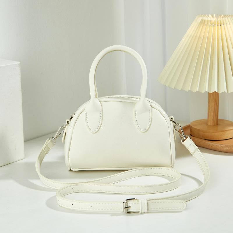 High-end Niche Design Boston Bag, Simple and Versatile Handbag for Women, Crossbody Small Square Bag white