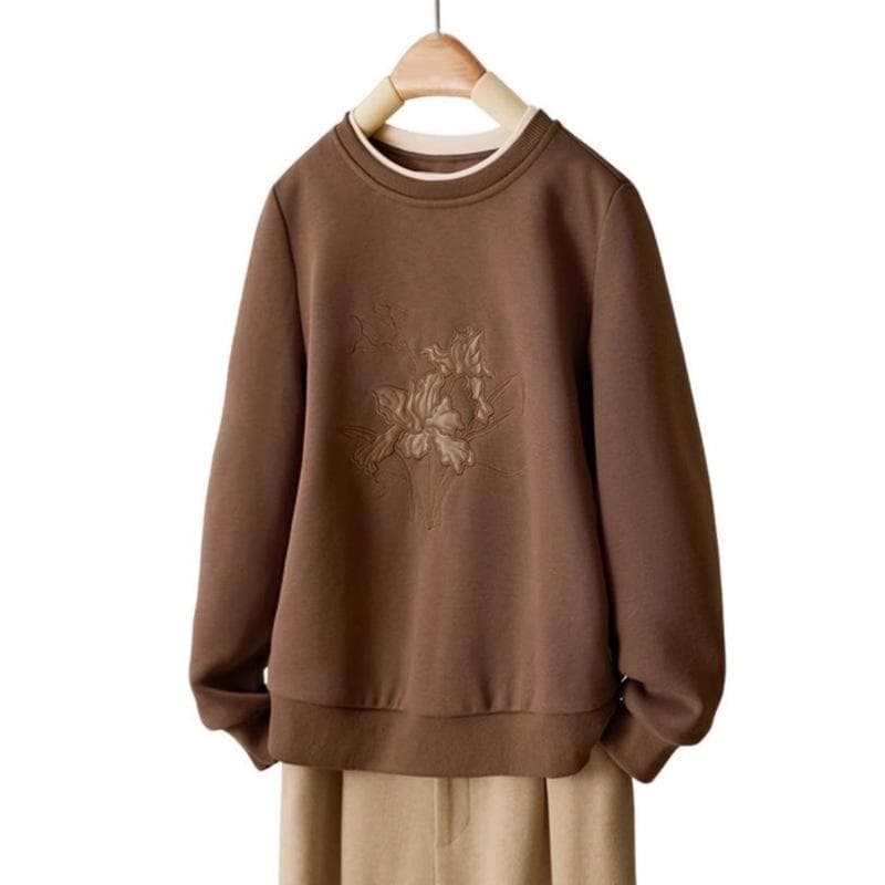Heavy Industry Embroidery Design Sweatshirt for Women's New Winter Thickened Warm Top 2XL