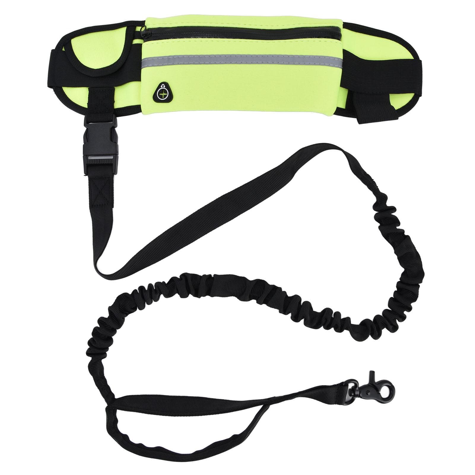 Sports Belt Bag Leash Set Reflective Elastic Explosion Proof Dog Running Traction Rope for Walking grass green