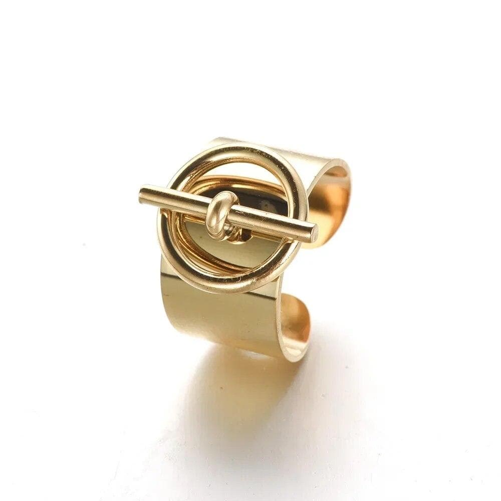 Fashion Temperament Simple Design Geometric Ring French Vintage Opening Rings Jewelry Gift gold