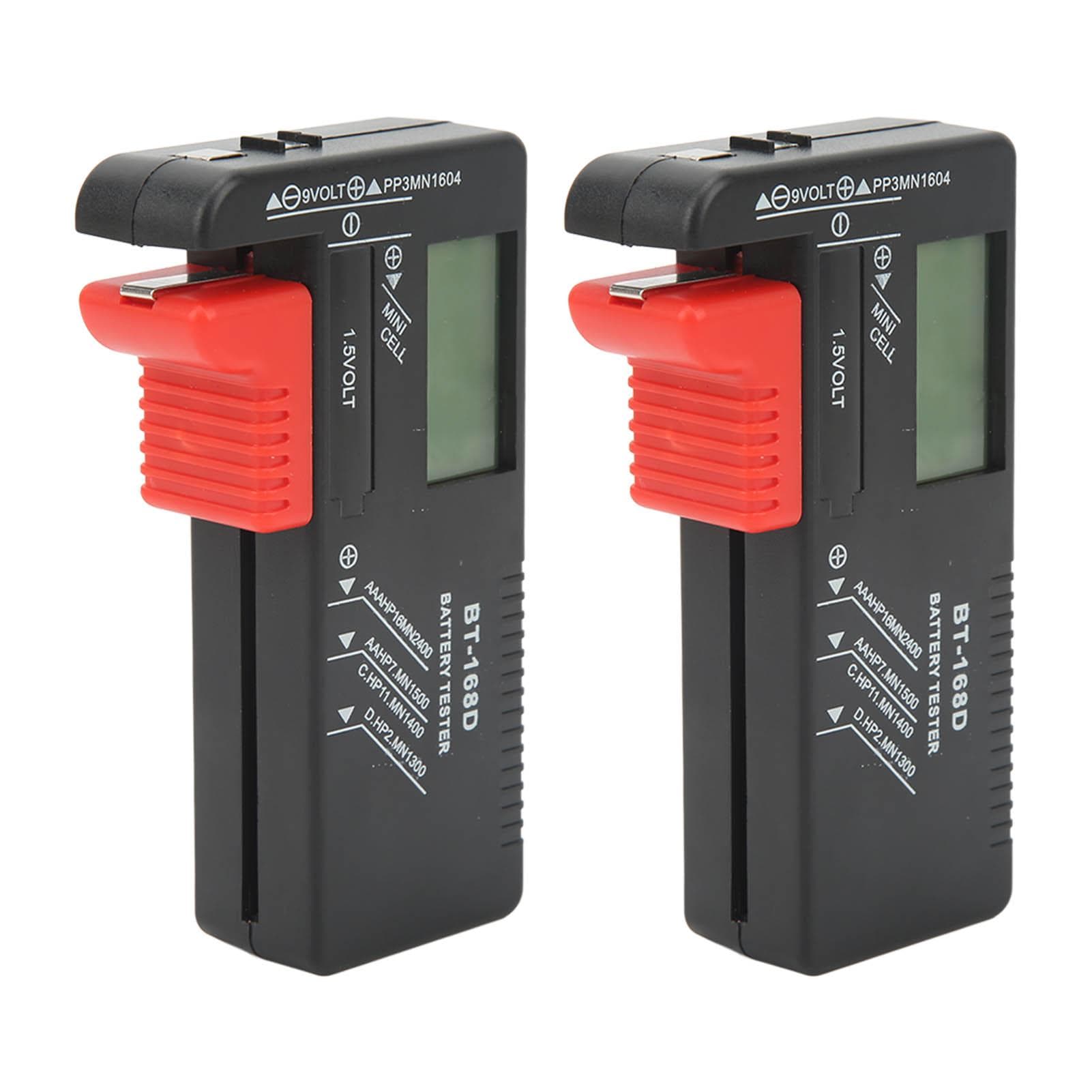 2Pcs Battery Checker Capacity Tester Meter Digital Display Tool for AA AAA 9V 1.5V