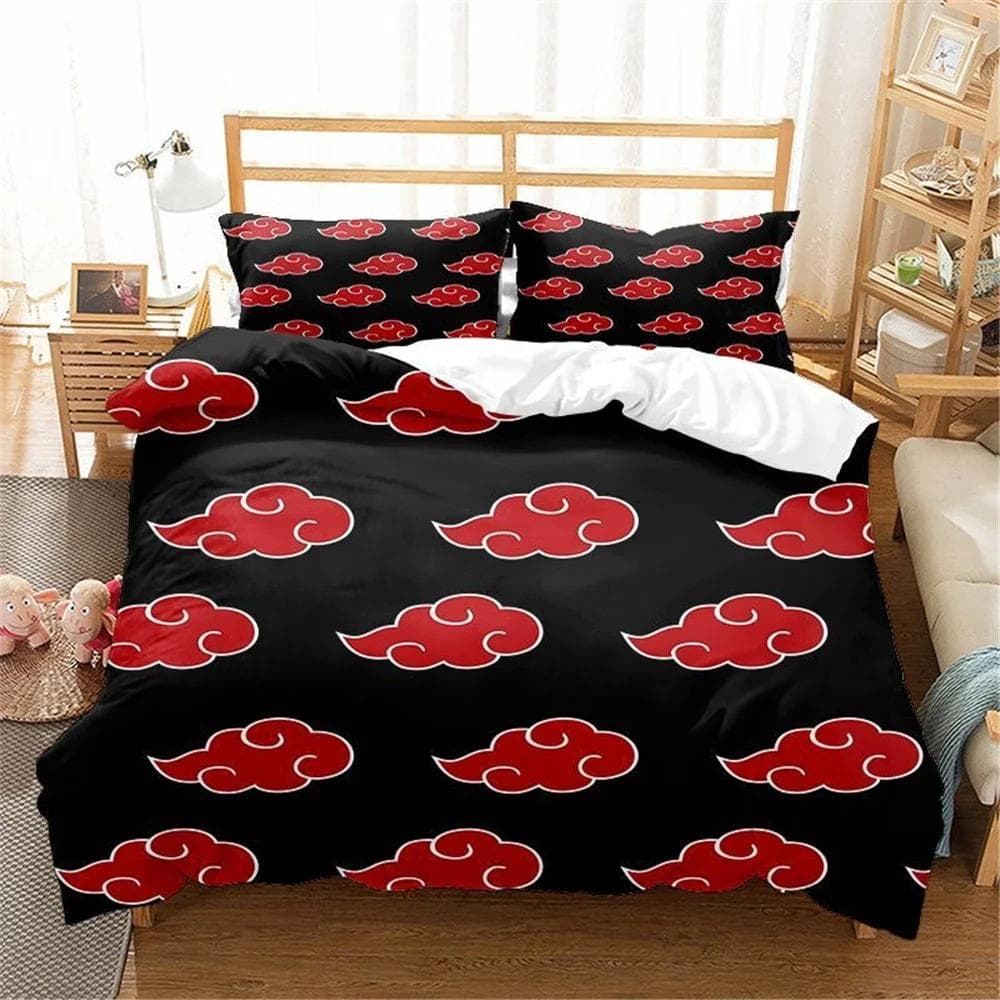 Red Cloud Anime 3D Cartoon Duvet Cover Sets Comforter Bed LinenKids Bedding Set Akatsuki Japan Twin Queen King Single Size Gift cot size 70x133cm