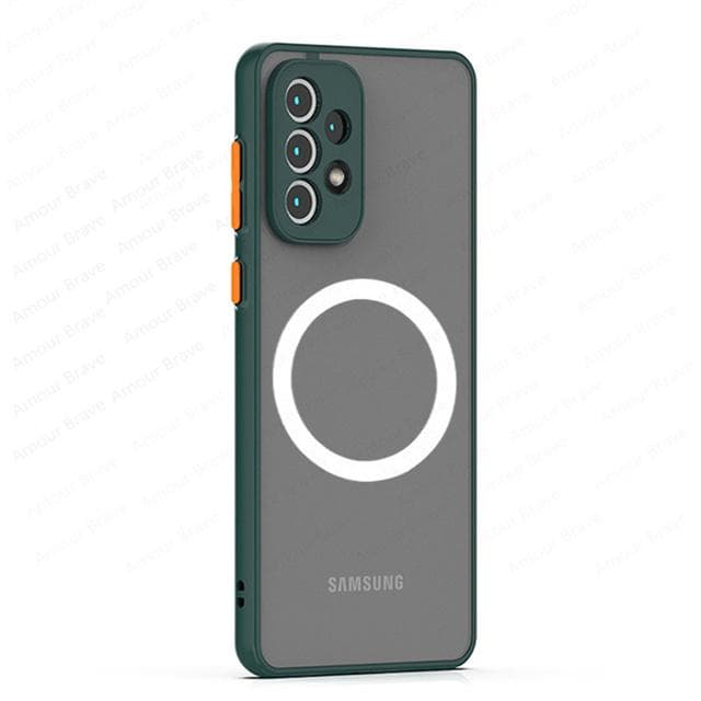 For Magsafe Shockproof Cases For Samsung Galaxy A53 5g A52 A12 A13 A51 A71 A32 Magnetic Charging Cover For Samsung A52s A33 Case A32 5G dark green