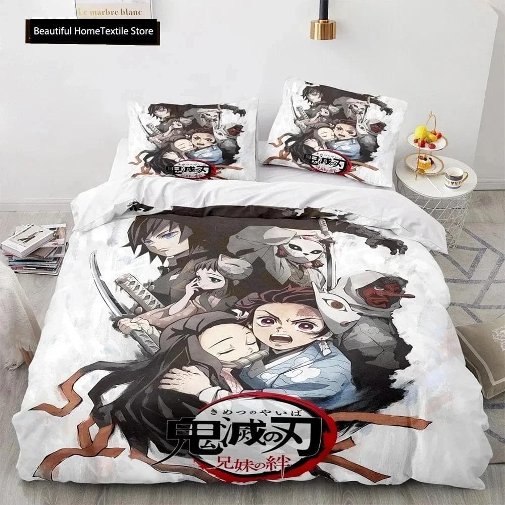 Demon Slayer 3d Bedding Set Anime Duvet Cover Pillowcases Single Twin Full Queen King Size Boys Girls Boys Gift Home Decor 70x133cm 2pcs