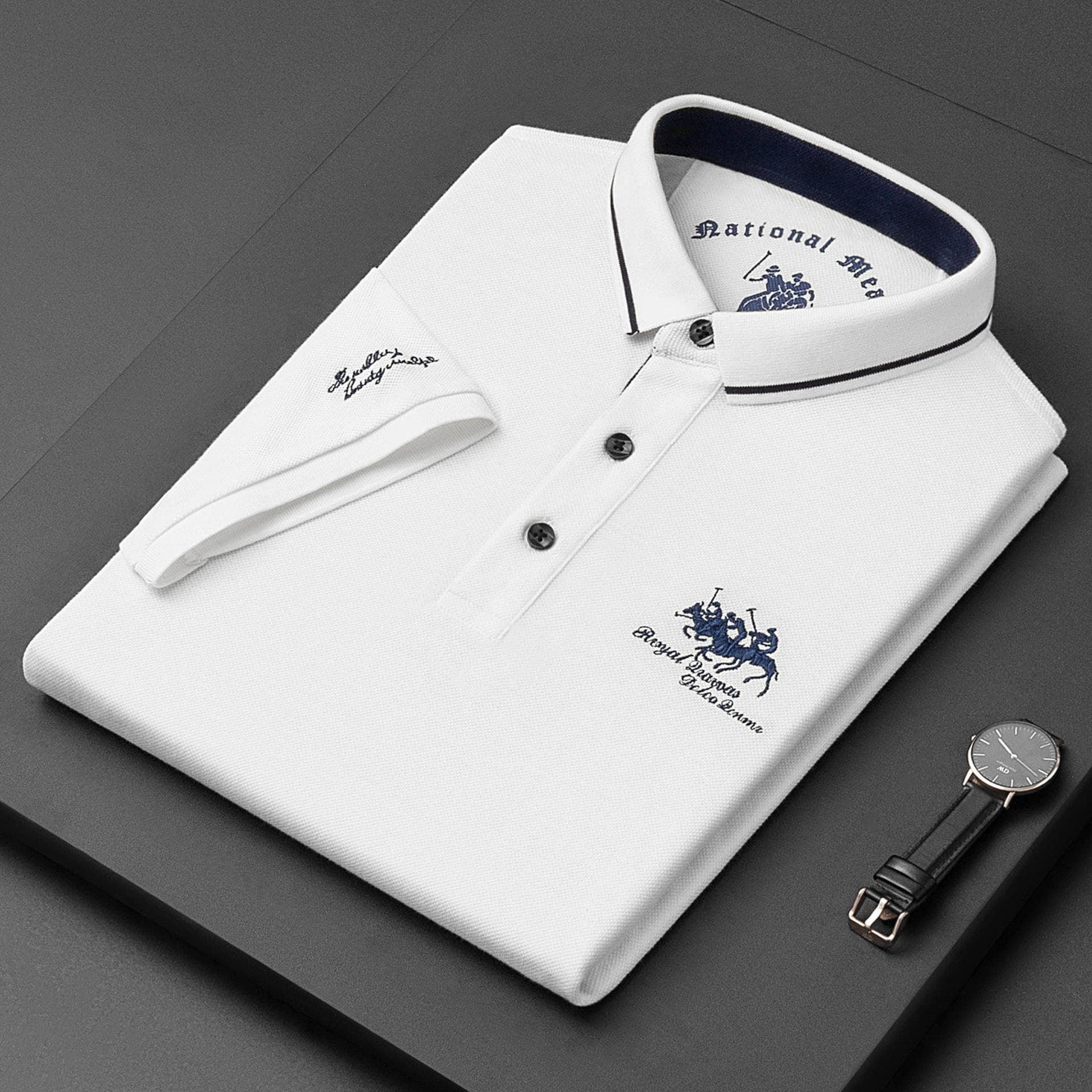 Men's Polo Shirt Summer Short Sleeve T-shirt Men's Bottoming Shirt Casual Embroidered Polo Shirt L