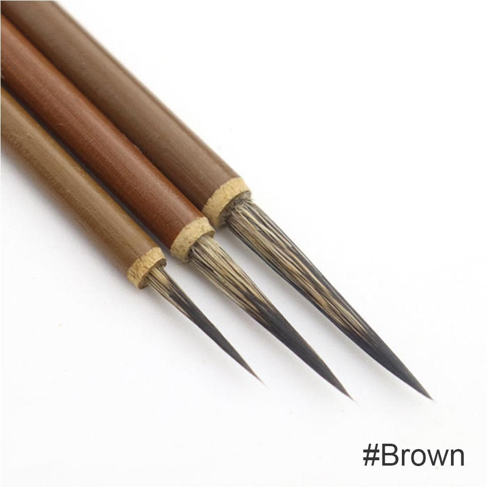 3Pcs Copper head Hook Line Paint Brush Watercolor Brush Chinese Calligraphy Artist Art Stationary Oil Painting Brush brown