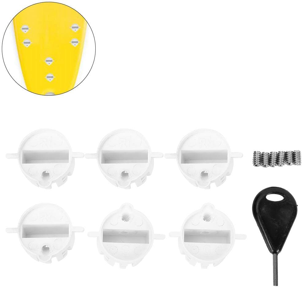 6pcs Plastic Cup Plug Surfboard FCS Round Surf Fin Plug G5 Box Fin Plug & Screw Key(white)