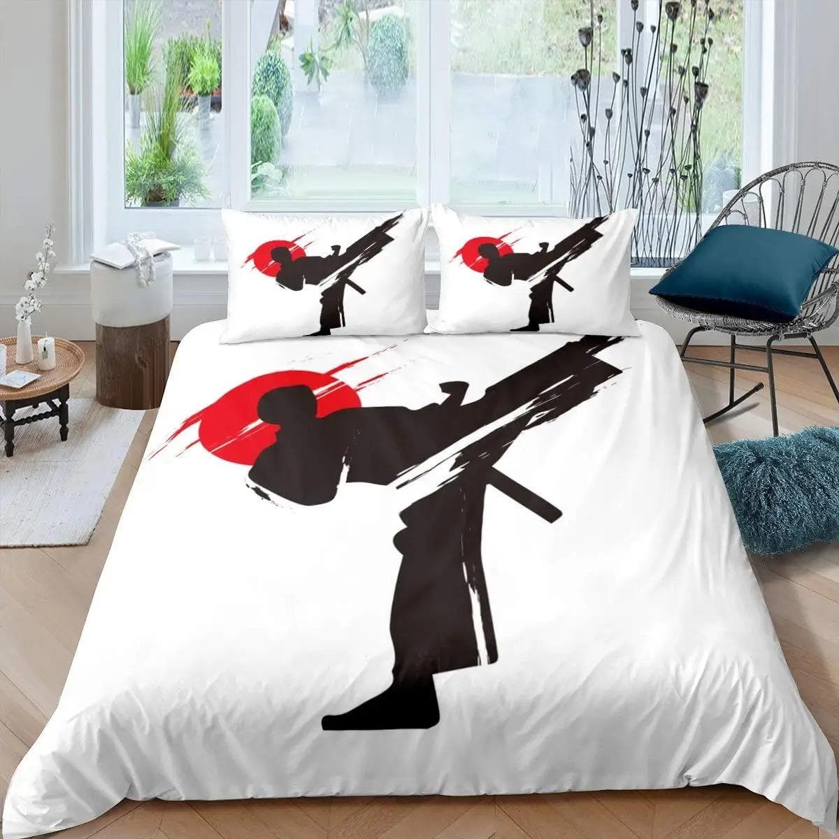 Taekwondo Duvet Cover Set King Queen Size,Chinese Martial Art Kung Fu Bedding Set,sport Theme Quilt Cover with 2 Pillowcases AU Single 140x210cm