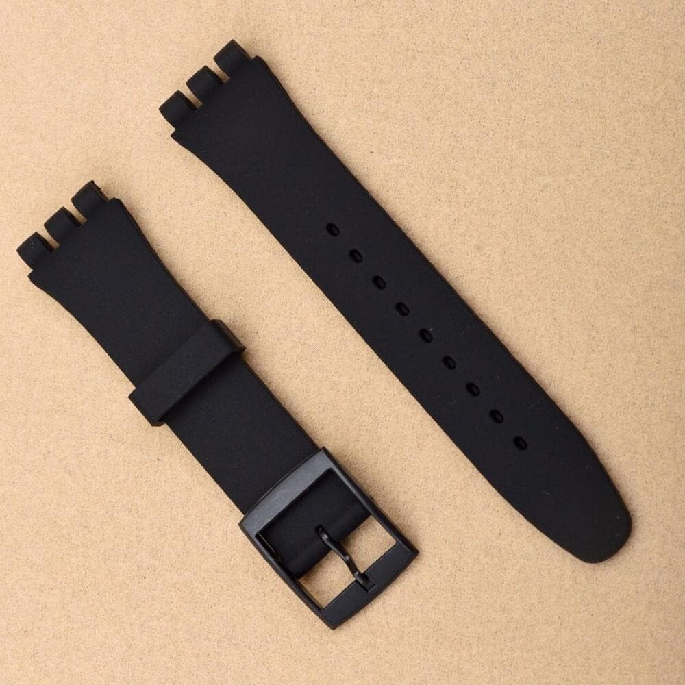 Silicone Strap For Swatch Soft TPU Watchband 17mm 19mm Rubber Strap For Men Women Belt Wristband 20mm Band Watch Accessories 16mm black