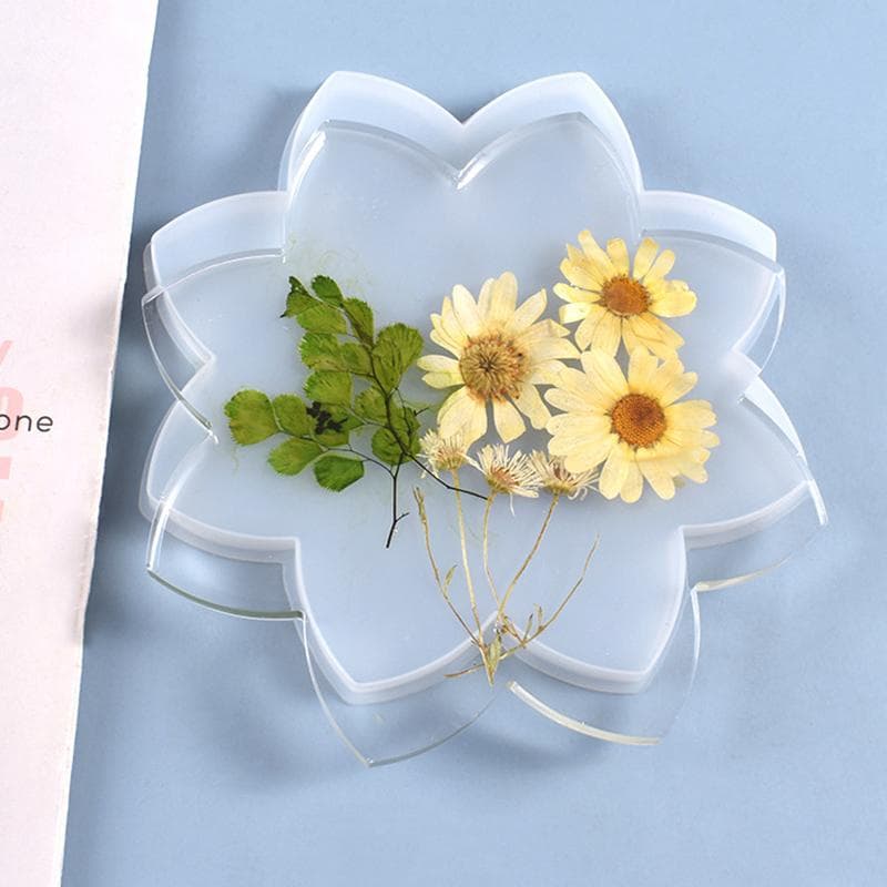 Epoxy Lotus Coaster Silicone Mold Diy Craft Mat Making Tool 15.8*15.2*1cm white