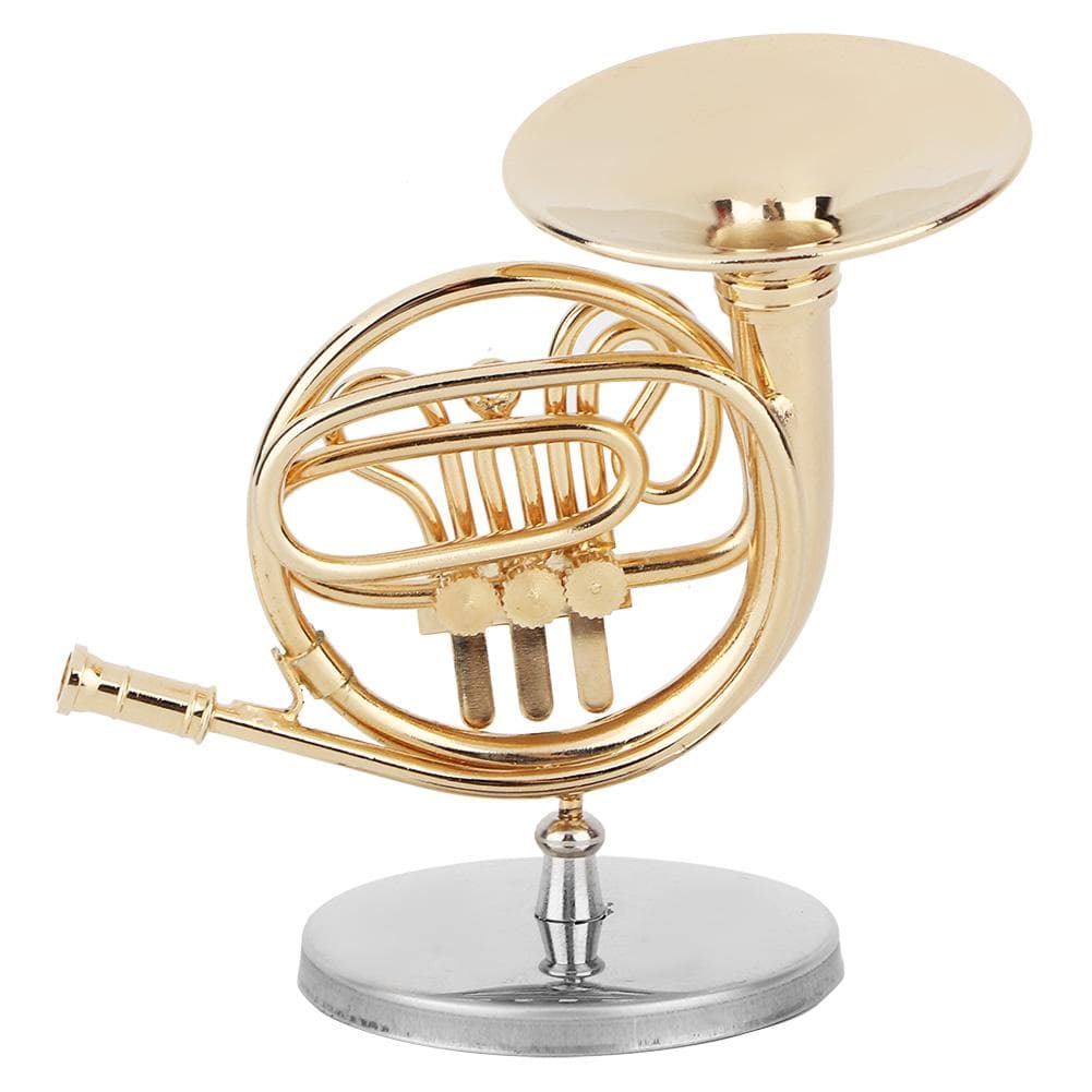 Miniature French Horn Delicated Golden Mini Instrument Ornament Decoration for Music Lover