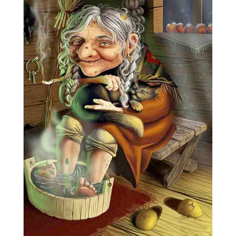 Diamond Painting Witch Portrait Crystal DIY Diamond Painting Grandma Home Decor 3D Cross Stitch 20X30CM