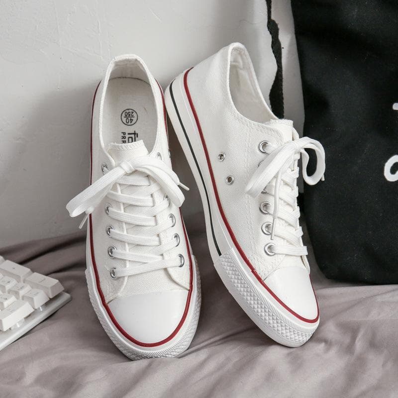 Canvas Shoes Trend Plus Size Couple Shoes Joker Breathable Vulcanized Men New Men's Shoes 38 white