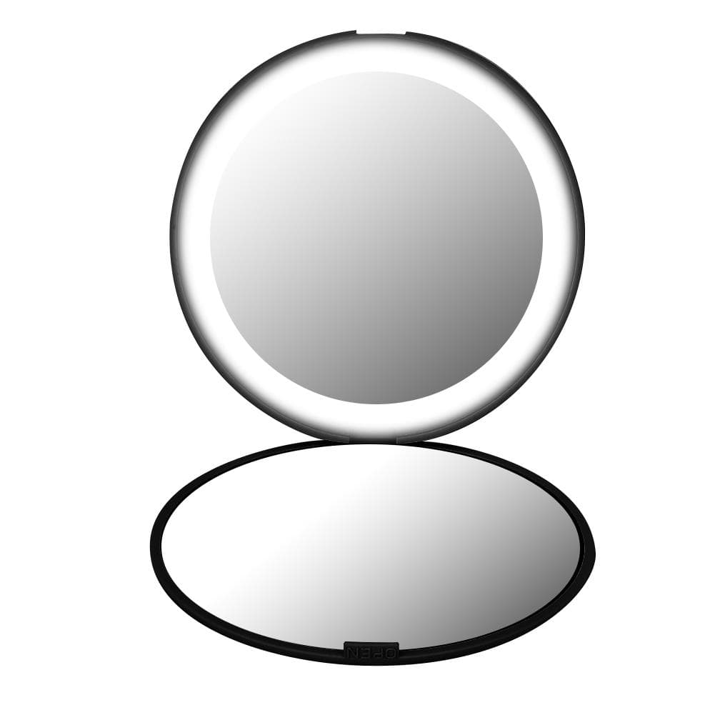Portable Foldable 10X Magnification Mini 12 LEDs Makeup Mirror Cosmetic Tool(Black)