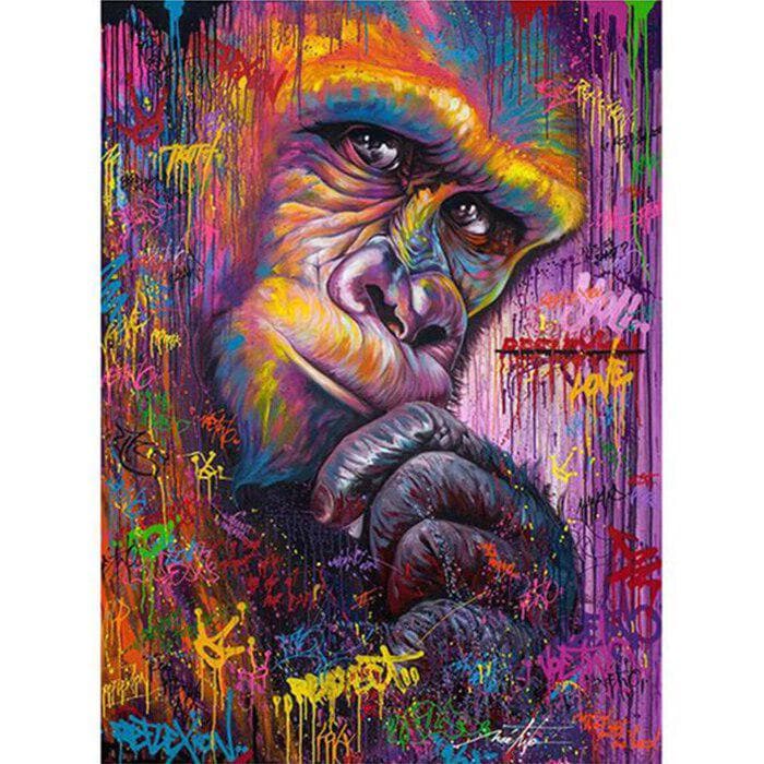 5D DIY Diamond Painting Full Round Drill Color Monkey Animal Rhinestone Embroidery Cross Stitch 20X30CM