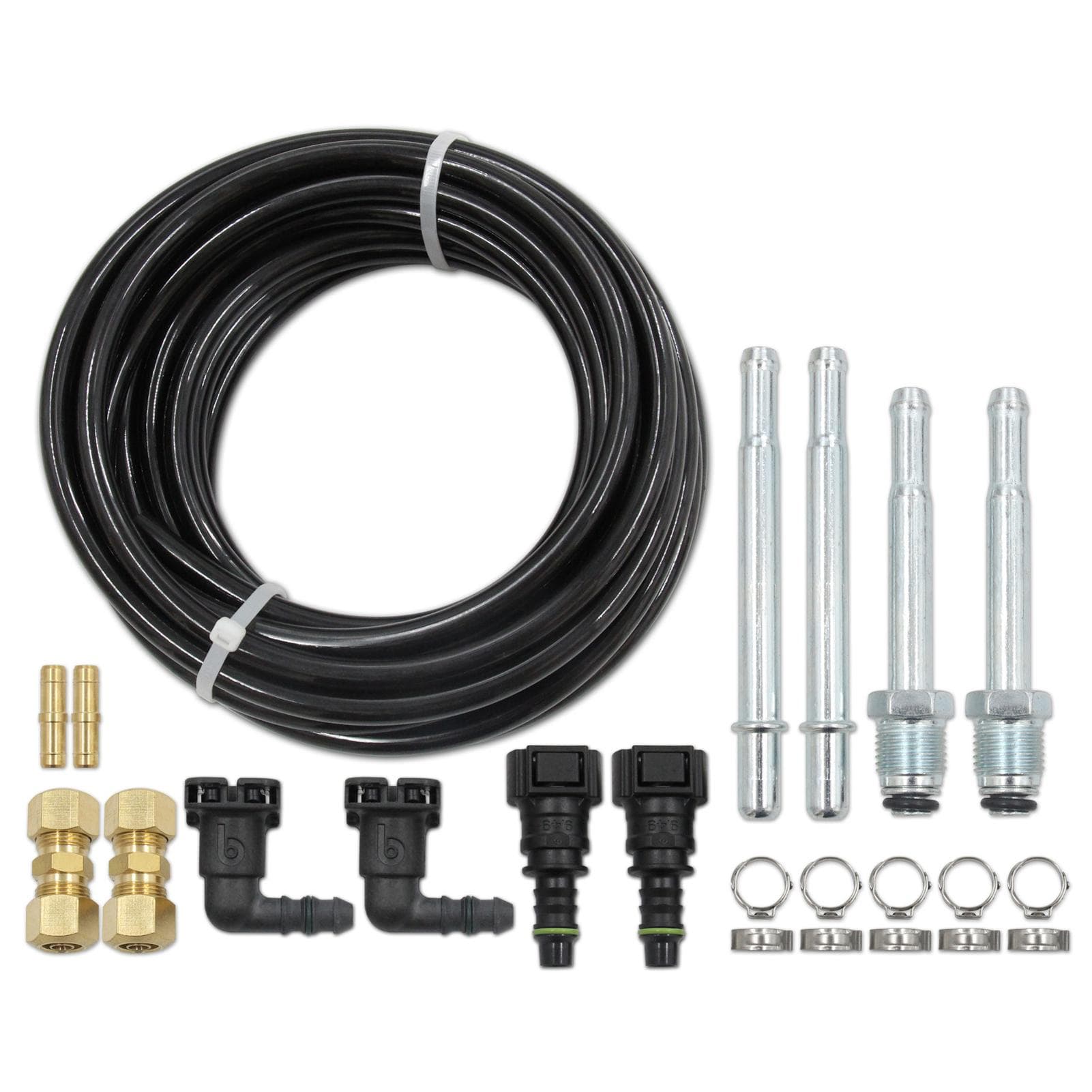 Fuel Line Repair Kits 38 in (10mm) Nylon Automotive Fuel Line with 90 degrees 38in and Straight 38in black