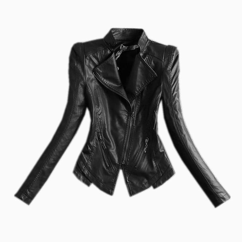 Slim Casual Ladies Leather Jacket Wen Collar Short Black Leather Coat Spring and Autumn Suede Coat XXXXXL black