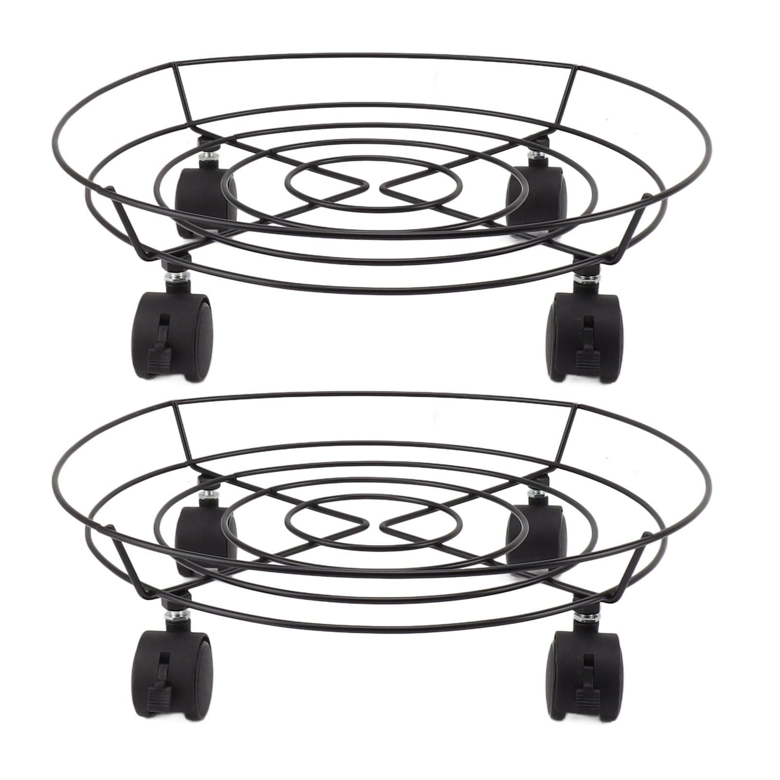 2pcs Rolling Stand Base 36cm High Load Bearing Capacity with Brakes Iron Plant Pot Movers for Foot