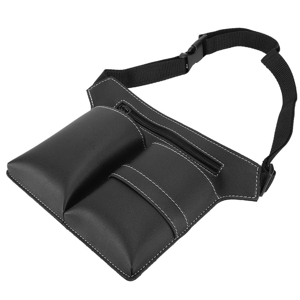 Hairdresser Barber Scissor Clips Hairdressing Holster Pouch Holder Case Bag PU leather(Silver) black