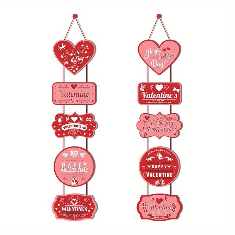 2pcs/set, Valentine's Day Decoration Door Hanging Banner, Home Decorat Couplet Door Curtain, Valentine's Day Decorat, Valentine's Day Door Decorat Pack of 2 red