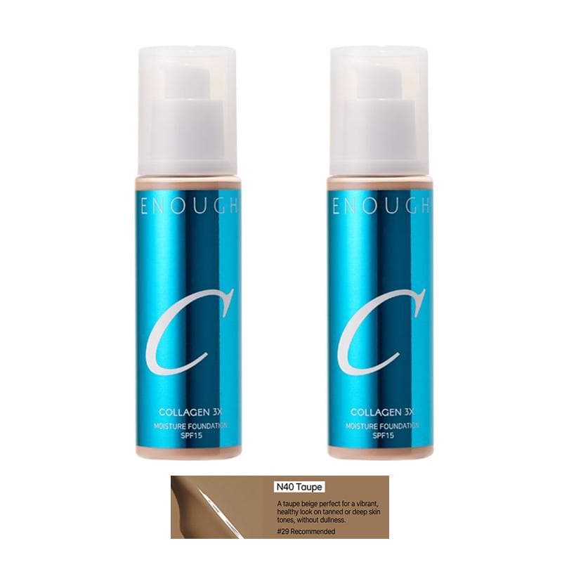 ENOUGH COLLAGEN 3X Moisture Foundation SPF 100mL (30 Options) #N40 Taupe x 2PCS